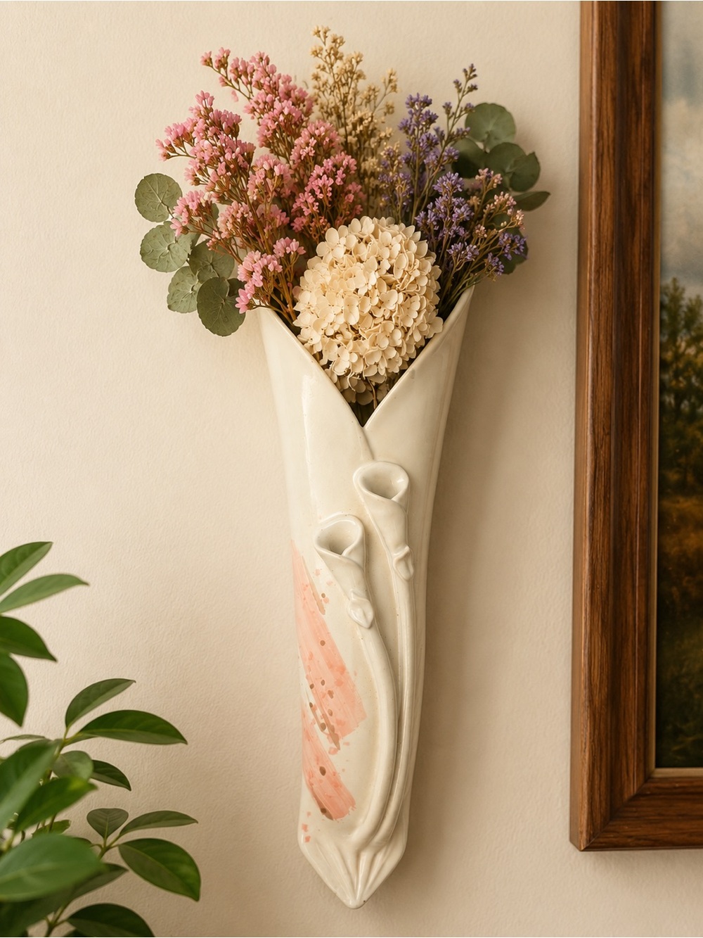 Vintage Chamard Quebec Wall Pocket Vase | Saint-Jean-Port-Joli Studio Pottery